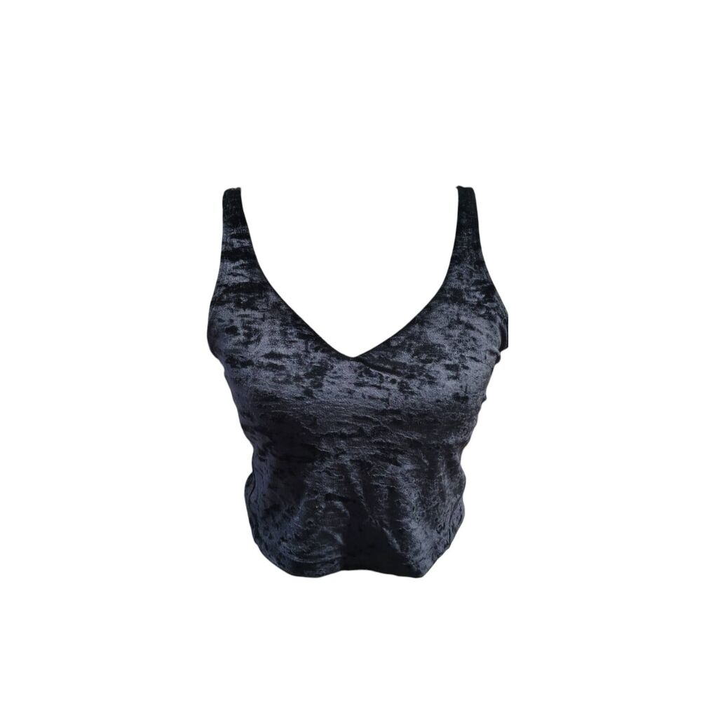 Lululemon Align Tank Black Crushed Velvet Size S W1CTMS Crop Yoga Shelf Bra